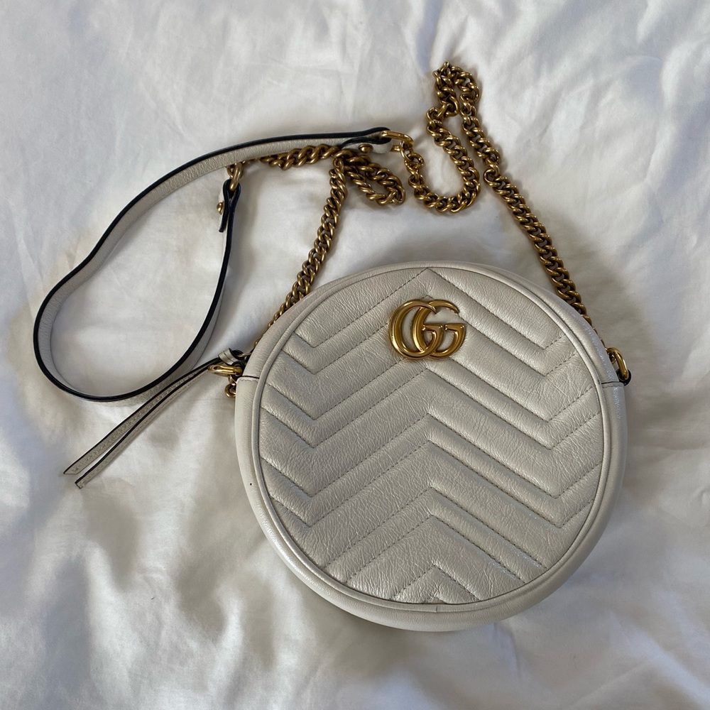 Authentic GG Marmont Round Shoulder Bag Matelasse Leather